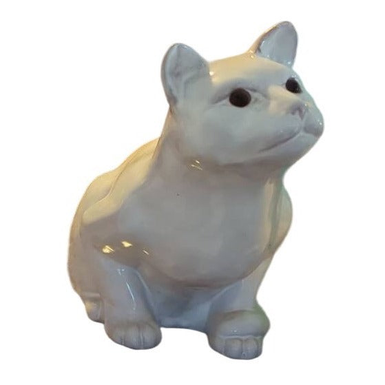 Vintage 1988 Earth Needs Ltd Handcrafted White Ceramic Cat Figurine 12.5" X 9.5" X 6"