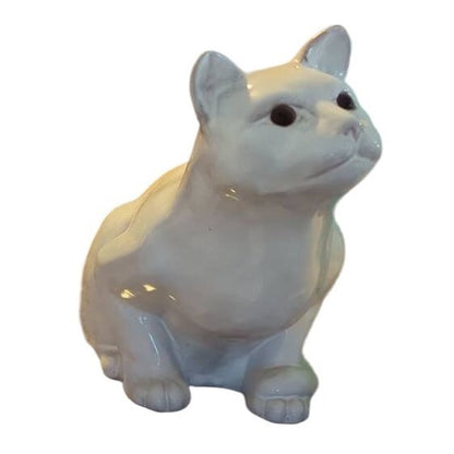 Vintage 1988 Earth Needs Ltd Handcrafted White Ceramic Cat Figurine 12.5" X 9.5" X 6"
