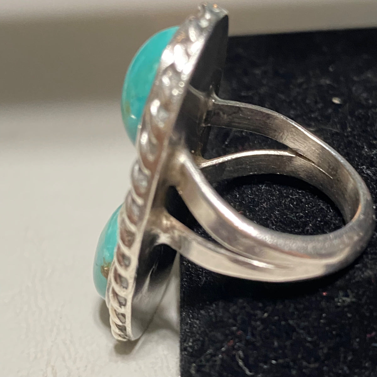 Ring Kingman Mine Turquoise Size 5 AF Maker Mark Possibly Native Vintage Jewelry Sterling Silver Tested