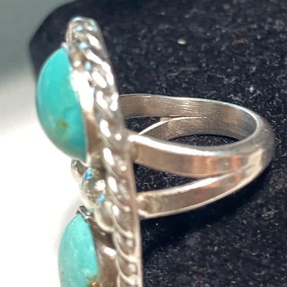 Ring Kingman Mine Turquoise Size 5 AF Maker Mark Possibly Native Vintage Jewelry Sterling Silver Tested