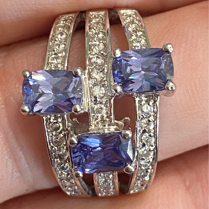 Ring Size 9.5 Tourmaline and CZ Sterling Silver 925 RP Women Semi-Precious Stone Purple