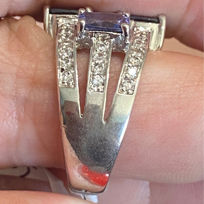Ring Size 9.5 Tourmaline and CZ Sterling Silver 925 RP Women Semi-Precious Stone Purple