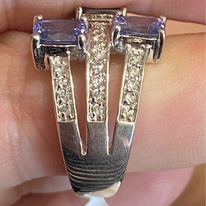 Ring Size 9.5 Tourmaline and CZ Sterling Silver 925 RP Women Semi-Precious Stone Purple