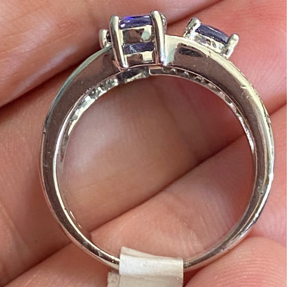 Ring Size 9.5 Tourmaline and CZ Sterling Silver 925 RP Women Semi-Precious Stone Purple