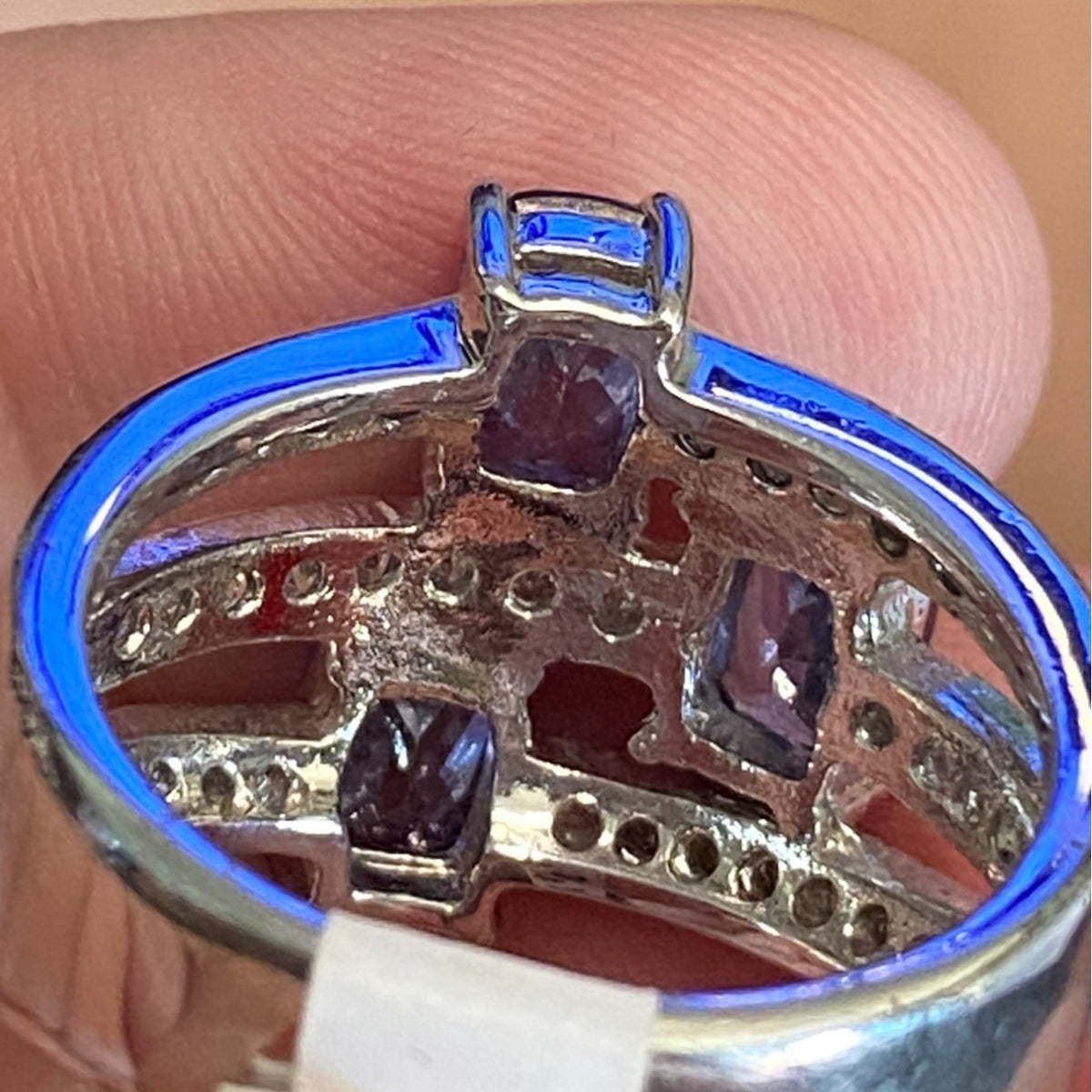 Ring Size 9.5 Tourmaline and CZ Sterling Silver 925 RP Women Semi-Precious Stone Purple