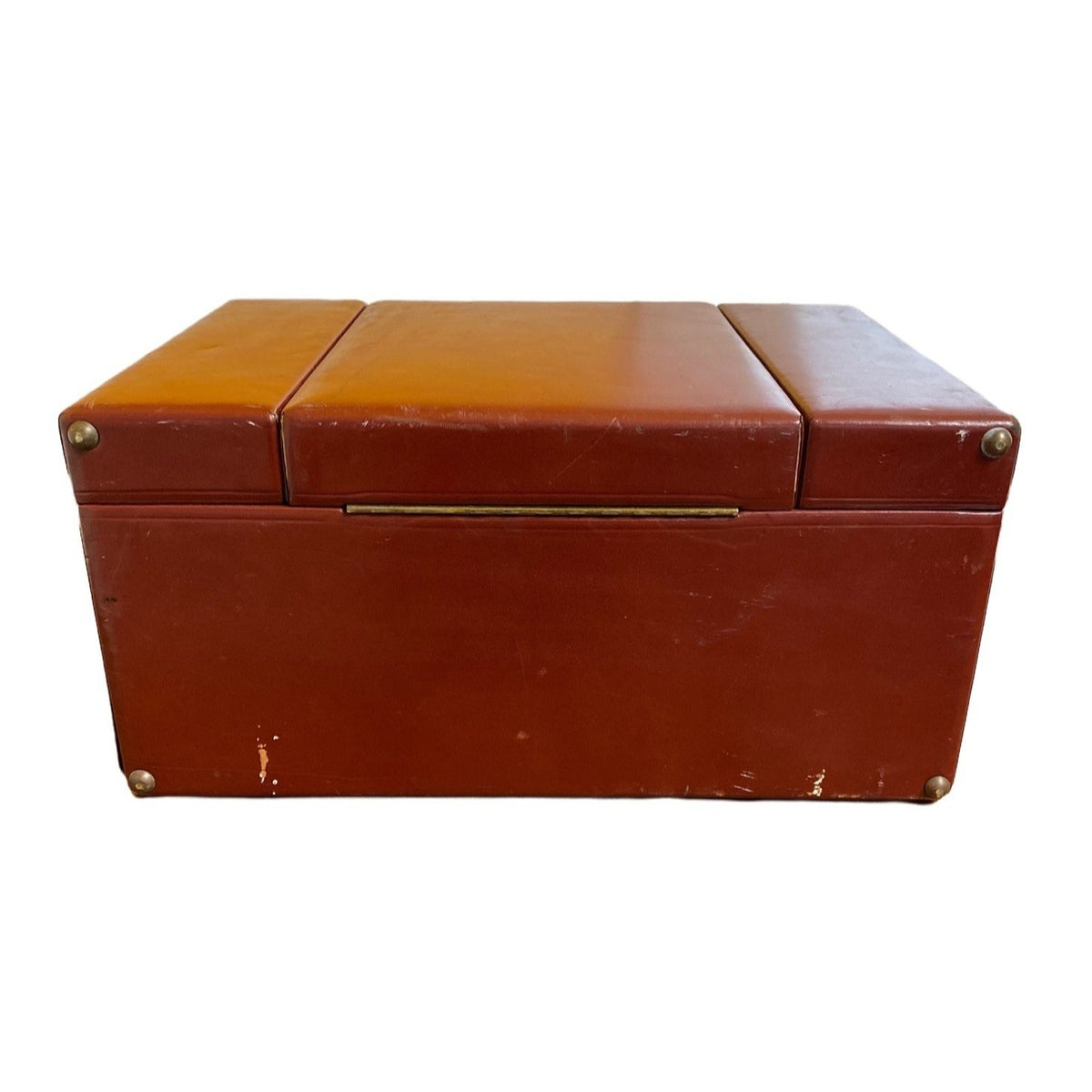 Mid-Century Brown Leather Tommy Traveler Toiletries Case With Compartments & Mirror
