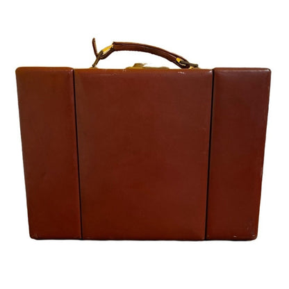 Mid-Century Brown Leather Tommy Traveler Toiletries Case With Compartments & Mirror
