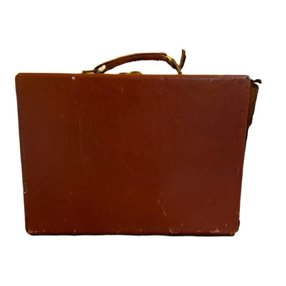 Mid-Century Brown Leather Tommy Traveler Toiletries Case With Compartments & Mirror