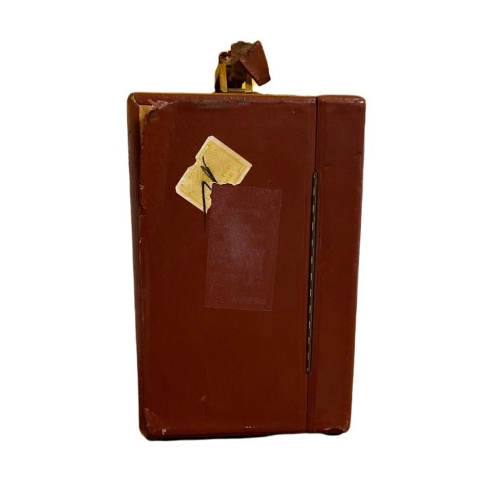 Mid-Century Brown Leather Tommy Traveler Toiletries Case With Compartments & Mirror
