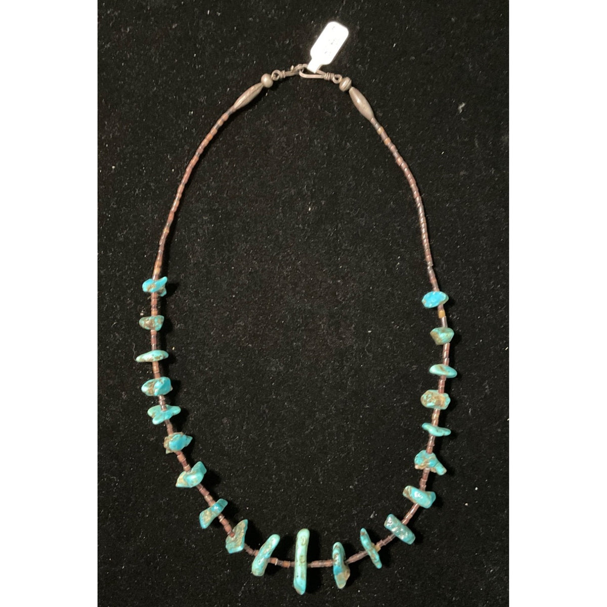 Vintage 22" Turquoise & Heishi Bead Necklace With Sterling Silver 925 Clasp