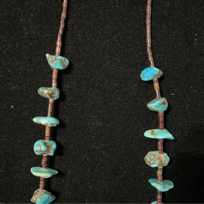 Vintage 22" Turquoise & Heishi Bead Necklace With Sterling Silver 925 Clasp