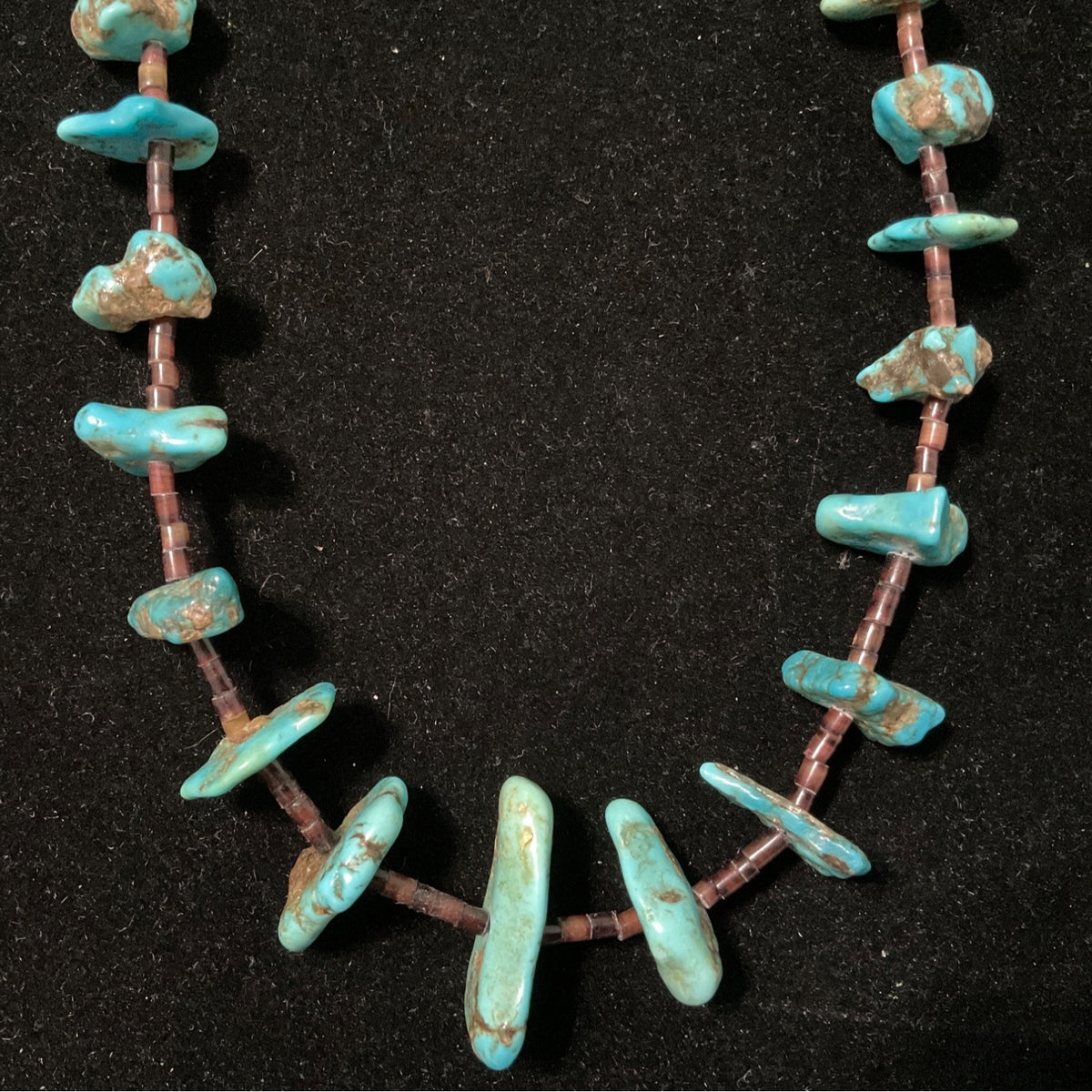 Vintage 22" Turquoise & Heishi Bead Necklace With Sterling Silver 925 Clasp