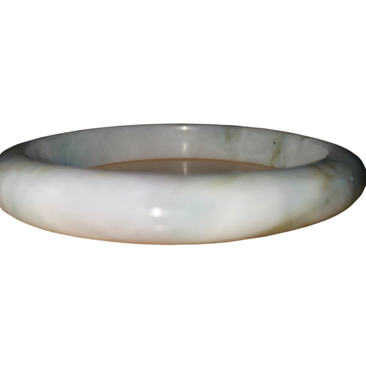 Jadeite Stone Bangle Bracelet White & Green Grade A